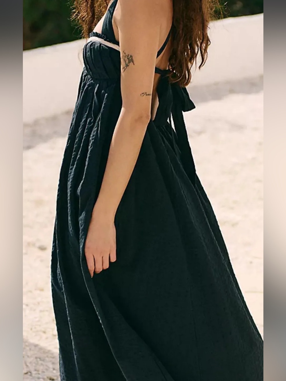 😍NWT! FREE PEOPLE! ‘The Poppi Sweatheart Neck Midi Dress’ Black/White!